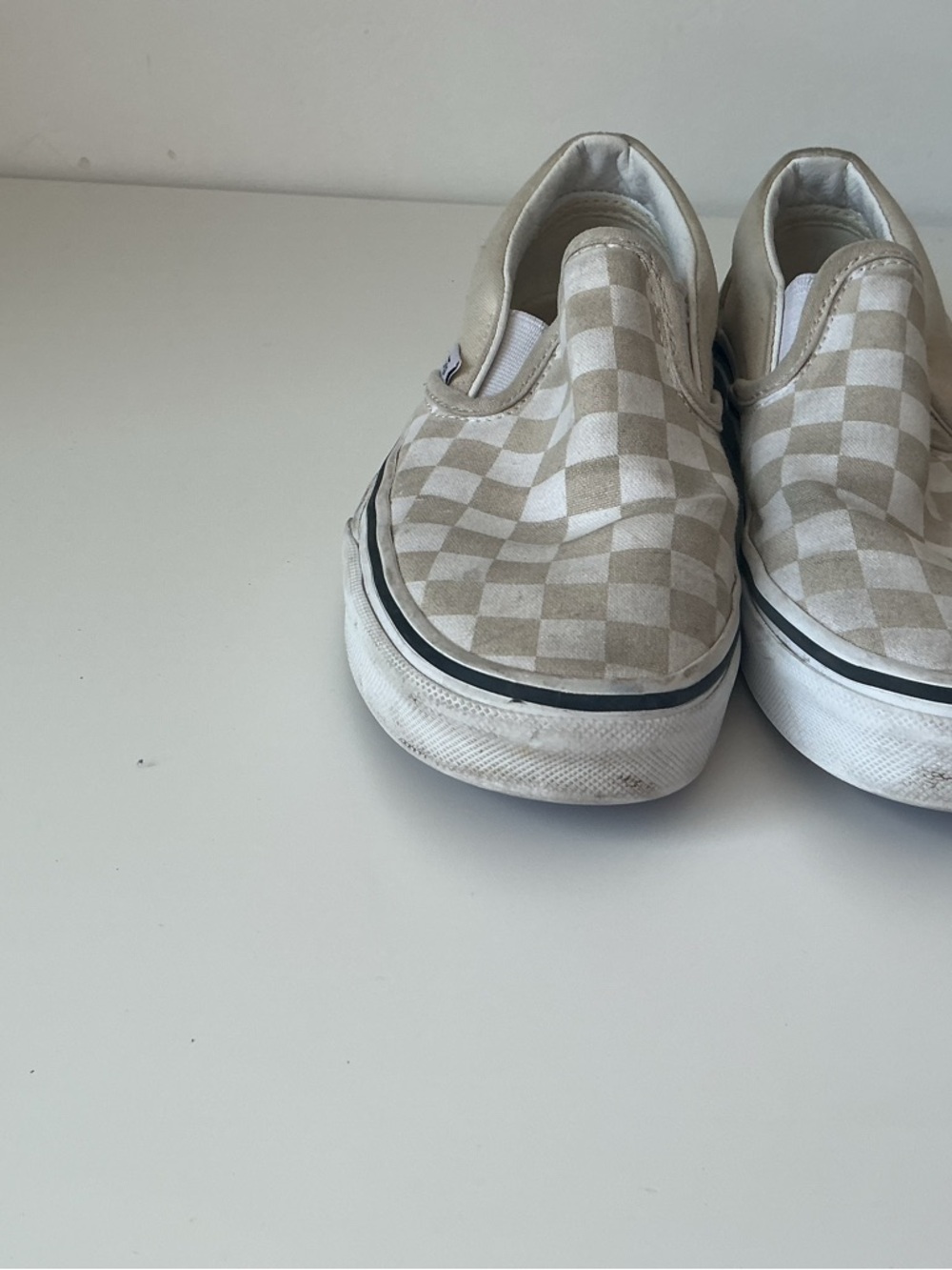 Vans Kids Slip-On Checkerboard Sneakers - Beige & White
